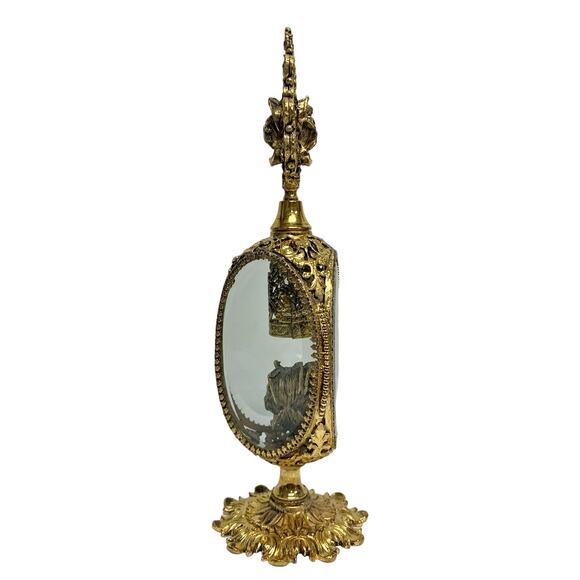 Vintage Stylebuilt NY Gold Ormolu Filigree Ornate Rose Perfume Bottle - Picture 4 of 13